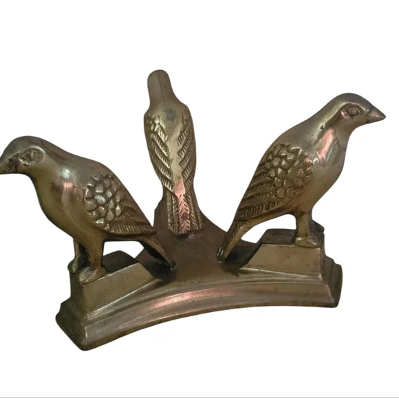 Vintage Brass Bird Base with Glass Orb Sphere- Crystal Moon Ball - Picture 8 of 10